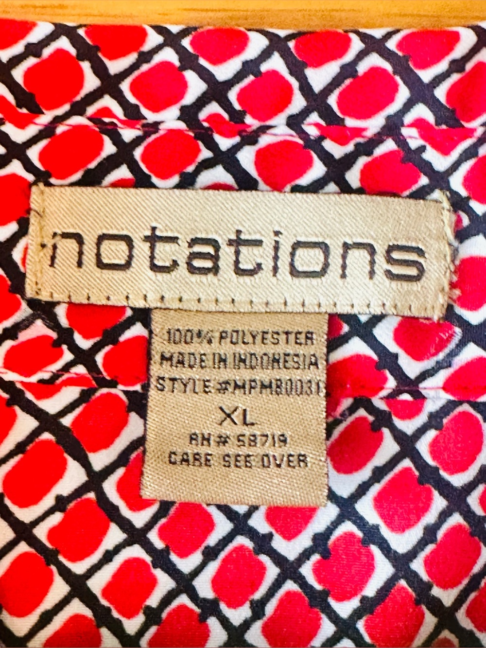 Notations Geometric Print Button Down 3/4 Sleeve Blouse size XL - Picture 5 of 11